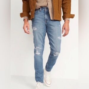 Old Navy Men's Medium Wash Slim Built-In Flex Rip-and-Repair Jeans Sz 36x30 New